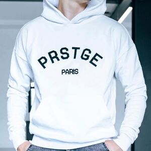 PRSTGE Paris Mens Patche Hoodie (White) Size L NWT